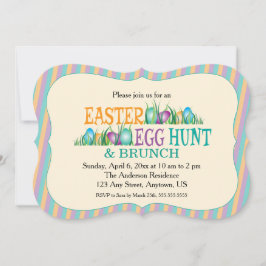Convite Caça ao Ovo de Páscoa e Brunch, Ovos Coloridos