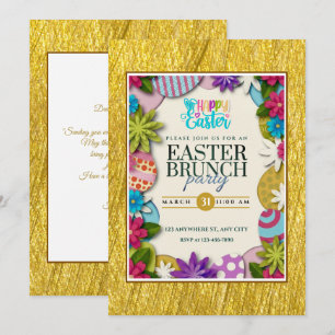 Convite Caça ao Ovo de Páscoa Floral Colorida em estilo de