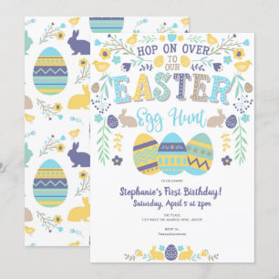 Convite Caça ao ovo em Páscoa, Primavera, Coelhinha, Gar