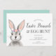 Convite Caça aos ovos de coelho bonito, páscoa floral, bru (Frente/Verso)