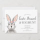 Convite Caça aos ovos de coelho bonito, páscoa floral, bru (Frente)