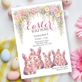 Convite Caça aos Ovos de Páscoa Almoço Coelhinho Bunny Flo