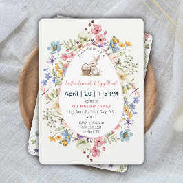 Convite Caça aos Ovos de Páscoa com Flores da Primavera e 