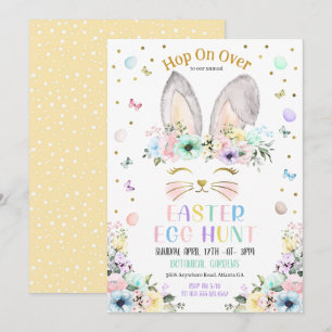 Convite Caça aos Ovos de Páscoa Orelhas de Coelho Arco-íri