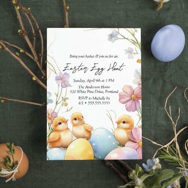 Convite Caça aos Ovos e Floral (Criador carregado)