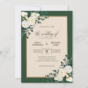 Convite Caça Branco Folhagem Eucalipto Casamento