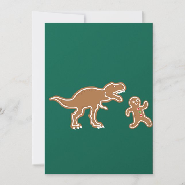 Convite Caça de Biscoito de Natal de Gengibre Dinossauro (Frente)