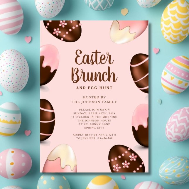 Convite Caça De Ovo Cortado E Brunei De Páscoa (Cute Egg Hunt And Easter Brunch Invitation)