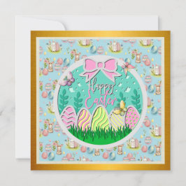 Convite Caça de Ovos de Páscoa e Borboletas Coloridas