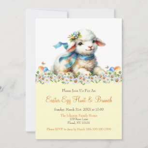 Convite Caça de Ovos de Páscoa em Aquarela e Brunch