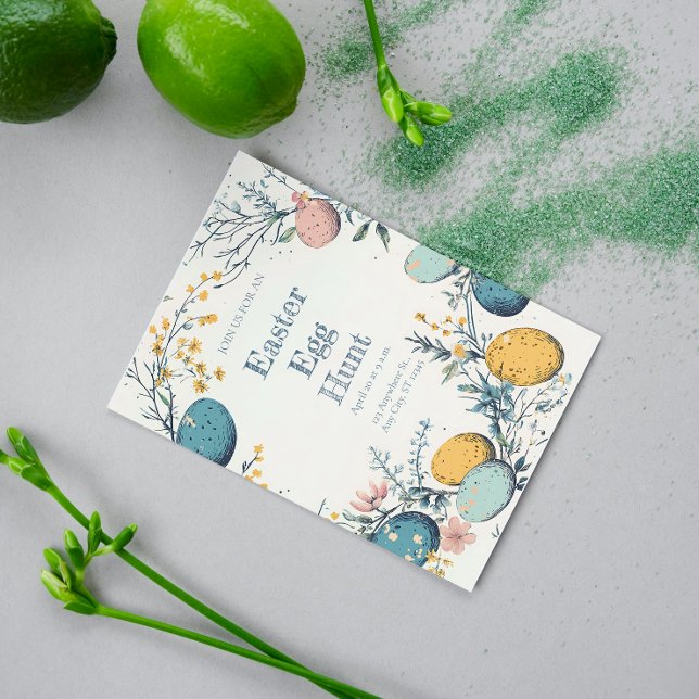 Convite Caça de Ovos de Primavera de Páscoa Floral Elegant (Criador carregado)