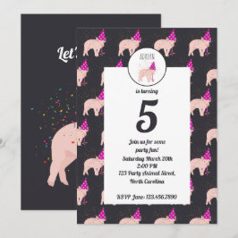 Convite Caça-porcos - Animais com festa