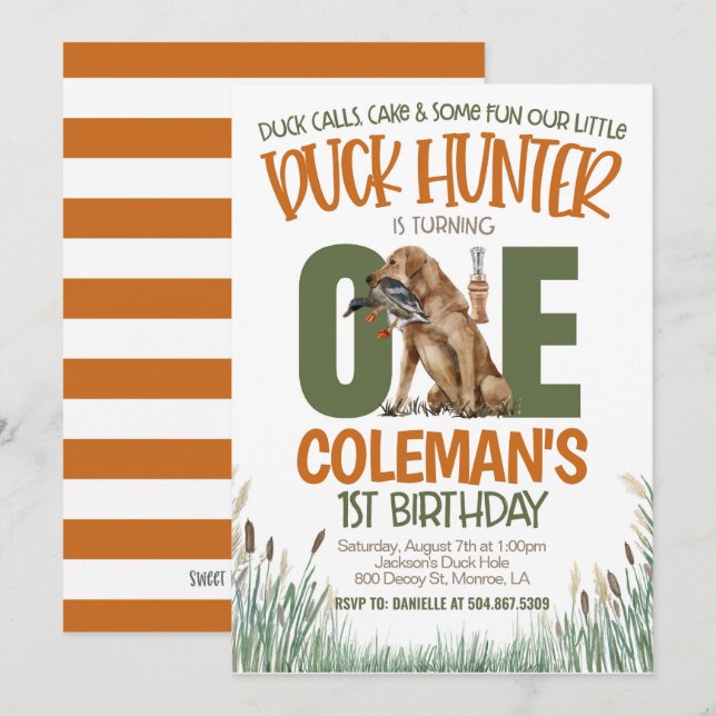 Convite Caça Primeiro Aniversário (Frente/Verso)