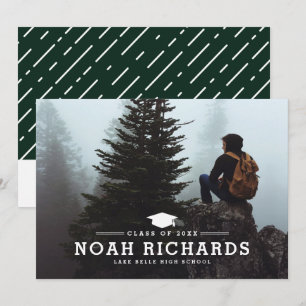 Convite Caça Verde Clássico Tipografia Foto Graduação