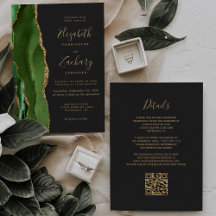 Caça Verde Ouro Ágata Escuro Código QR Casamento