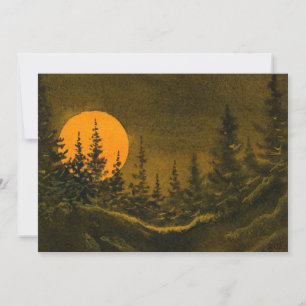 Convite Caçador ou lua cheia da paisagem da noite do paí