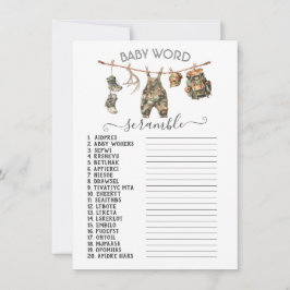 Convite Caçando Camo Clothesline Baby Word Scramble