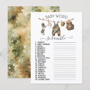 Convite Caçando Camo Clothesline Baby Word Scramble