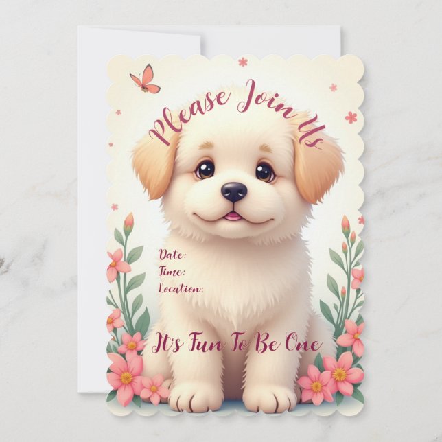 Convite Cachorrinho Adorável (Verso)