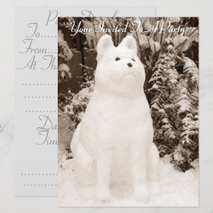 Convite cachorrinho engraçado akita snowman