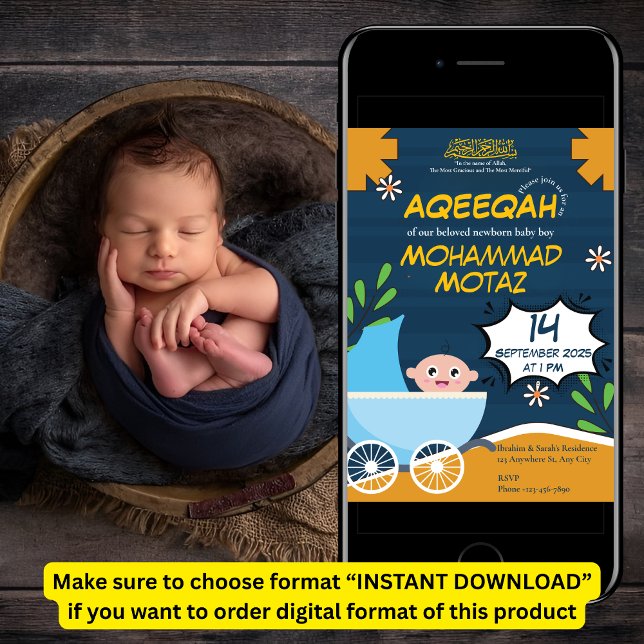 Convite Cachorro Azul Laranja Cachorro Menino Menino Muçul (Criador carregado)