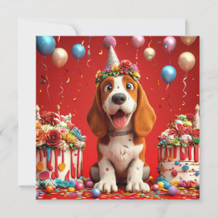 Convite Cachorro Beagle Adorável Comemora Aniversário