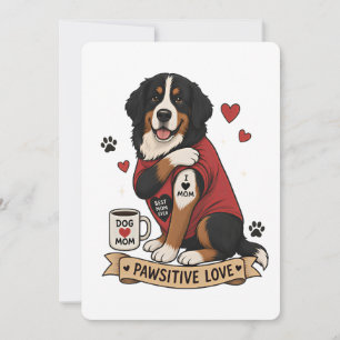Convite Cachorro Bernês com Ilustração de Tatuagem Eu Amo 