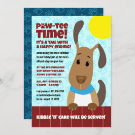 Convite Cachorro bonitinho na cerca Pet Adotion Pawprint P