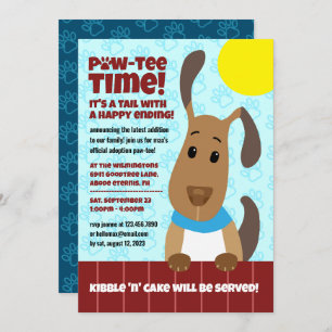 Convite Cachorro bonitinho na cerca Pet Adotion Pawprint P