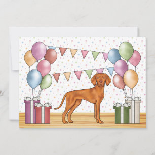 Convite Cachorro Cartoon Colorido de Aniversário do Vizsla