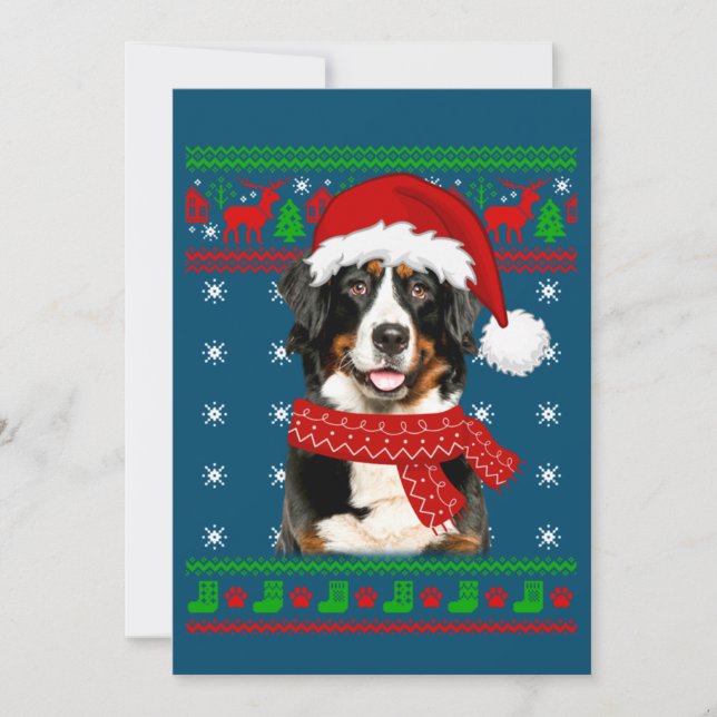 Convite Cachorro da Montanha Bernesa Suéter Feio Natal Cac (Frente)