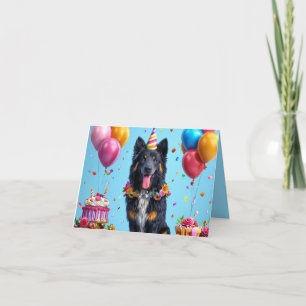 Convite Cachorro de aniversário com bolo e balões