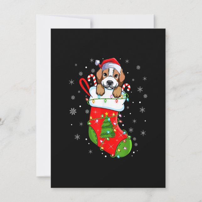 Convite Cachorro De Beagle Em Meias De Natal Papais noeis  (Frente)