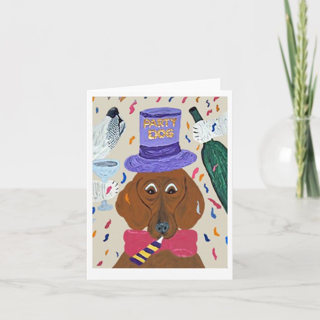 Convite Cachorro de Festa Dachshund (Frente)
