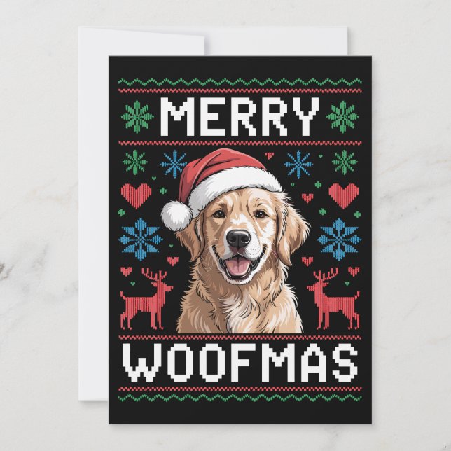 Convite Cachorro de Natal com Chapéu de Natal Retriever Do (Frente)