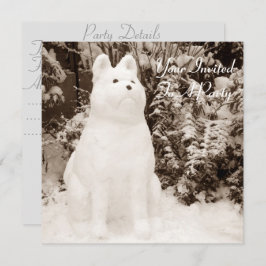Convite cachorro de neve engraçado e festivo no natal