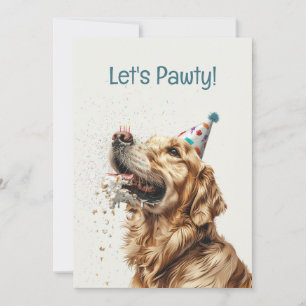 Convite Cachorro de Ouro de Aniversário