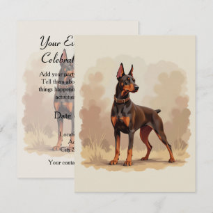 Convite Cachorro Doberman Pinscher Marrom Ferrugem Vermelh