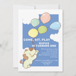 Convite Cachorro E Balões Do Pawtime Aniversário