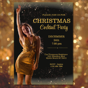 Convite Cachorro Elegante, Natal Dourado