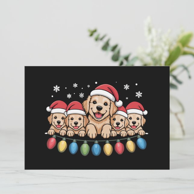 Convite Cachorro engraçado do Retriever dourado do Natal  (Em pé/Frente)
