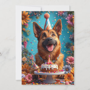 Convite Cachorro Feliz Celebrando Aniversário