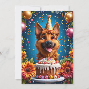 Convite Cachorro Feliz Celebrando Aniversário