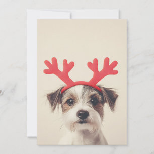 Convite Cachorro Festivo com Chifres de Rena