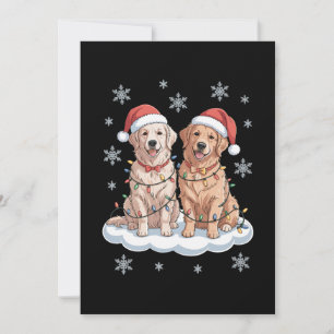 Convite Cachorro Golden Retriever Chapéu de Papai Noel Luz