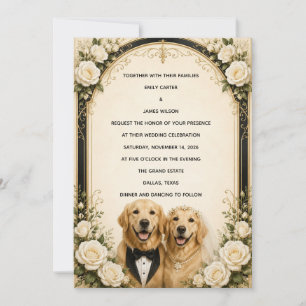 Convite Cachorro Golden Retriever Elegante Personalizado L