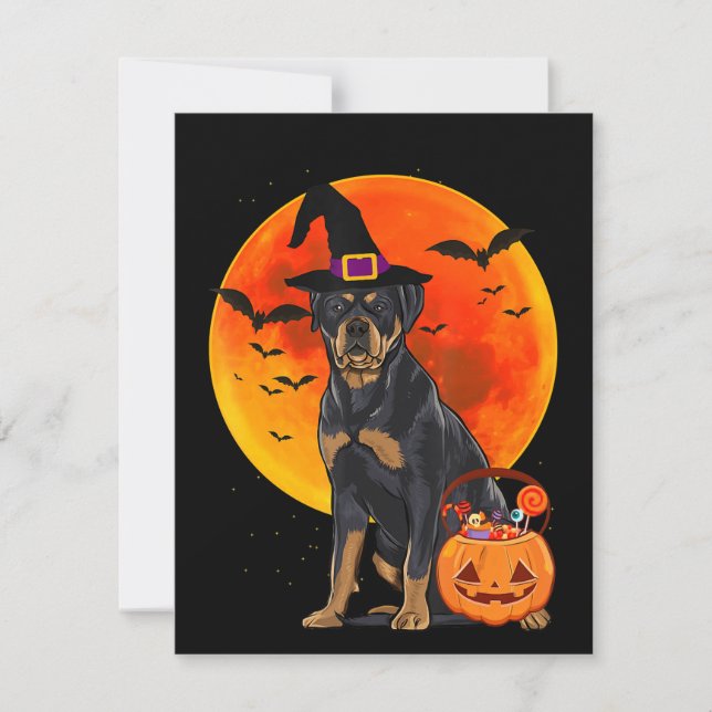 Convite cachorro halloween rottweiler jack o lantern abóbo (Frente)