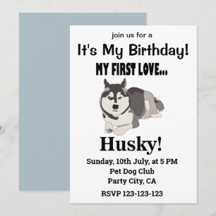 Convite Cachorro Husky Siberiano Aniversário Husky Siberia