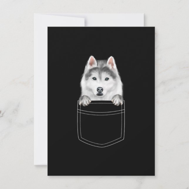 Convite Cachorro Husky Siberiano no Bolso | Presente Diver (Frente)