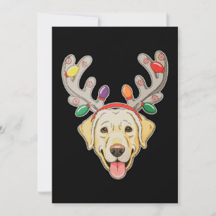 Convite Cachorro Labrador Luzes de Natal Galhadas de Rena